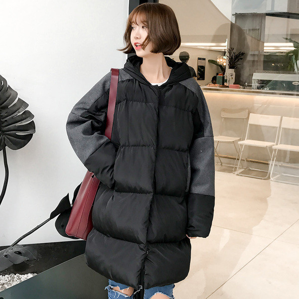 Női alkalmi téli kabát hosszú modell kapucnival két színben