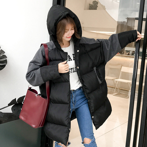 Női alkalmi téli kabát hosszú modell kapucnival két színben