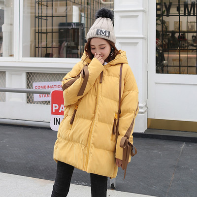 Зимно дамско яке широк модел с връзки в няколко цвята