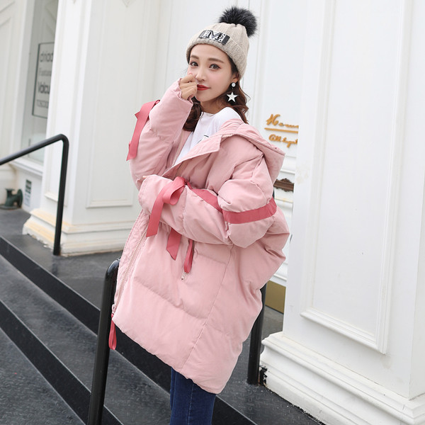 Зимно дамско яке широк модел с връзки в няколко цвята