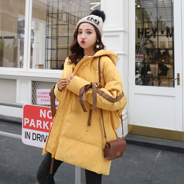 Зимно дамско яке широк модел с връзки в няколко цвята