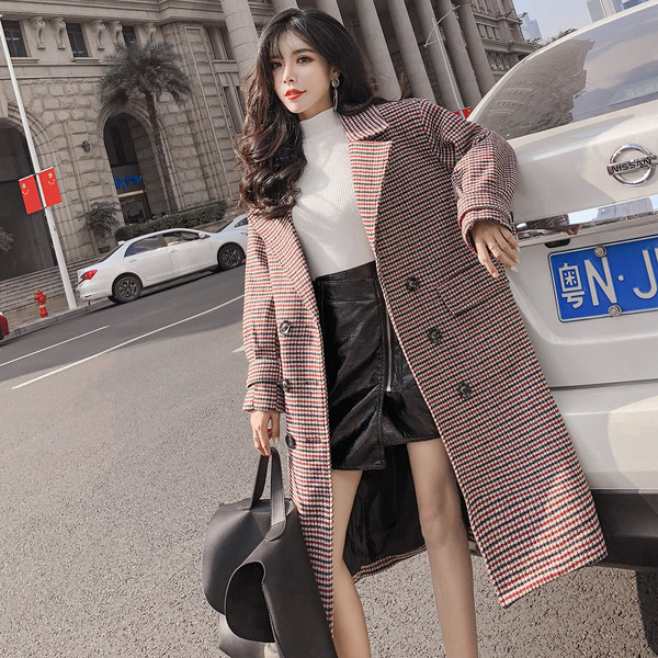 Kockás női hosszúkabát két színben