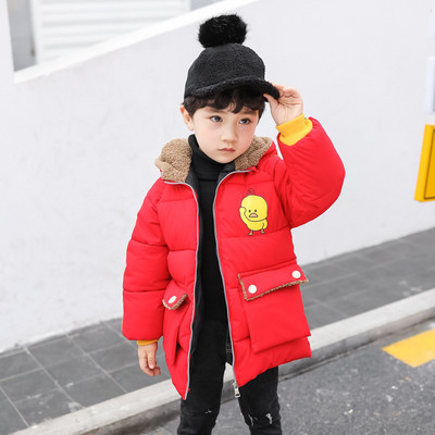 Téli gyerekdzseki fiúknak 3D kapucnival, piros, fekete és fehér színben