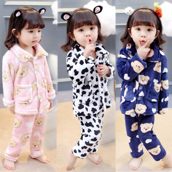 Pijamale de puf pentru copii în două părți în mai multe culori