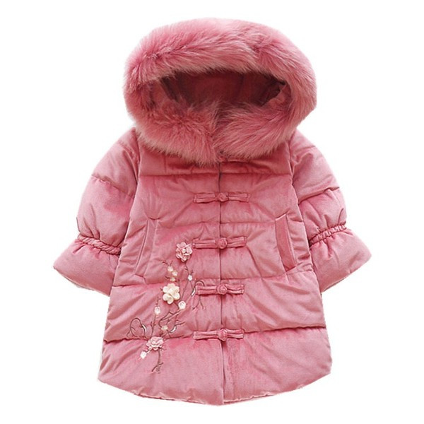 Téli gyerekkabát lányoknak virágos hímzéssel több színben