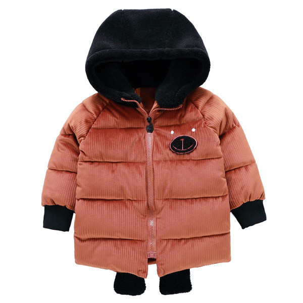 Téli gyerekdzseki 3D elemmel és pehely kapucnival két színben