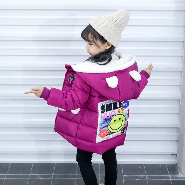 Modern gyerekkabát lányoknak színes rátéttel, három színben