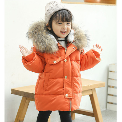 Детско зимно яке за момичета с качулка  пух в няколко цвята