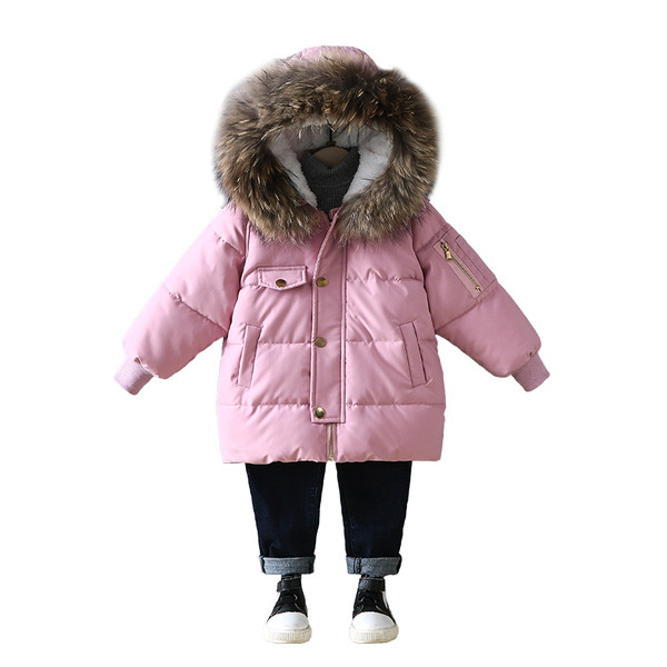 Gyermek téli kabát lányoknak pehely kapucnival több színben