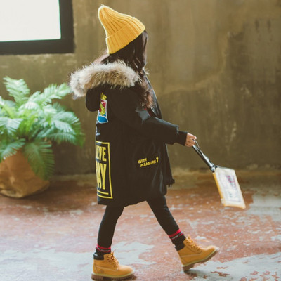 Modern gyerekkabát lányoknak, kapucnival, két színben