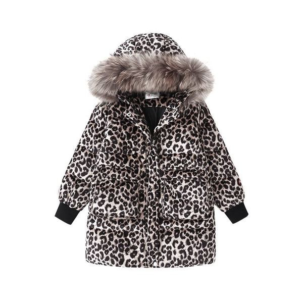 Stílusos gyerekkabát lányoknak leopárd jobb hosszú modellel