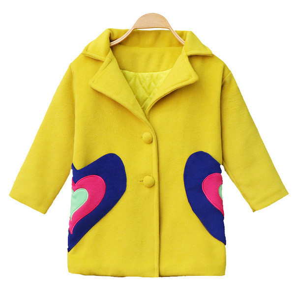 Modern gyerekkabát lányoknak színes zsebekkel, többféle színben