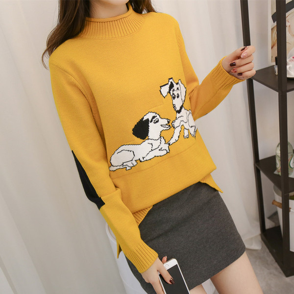 Modern női pulóver dalmátokkal, négy színben