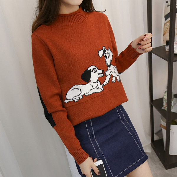 Modern női pulóver dalmátokkal, négy színben