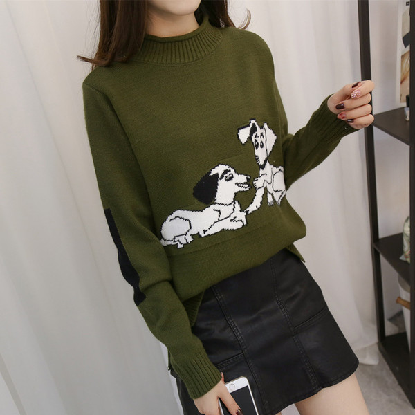 Modern női pulóver dalmátokkal, négy színben