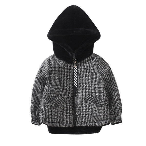 Μοντέρνο μπουφάν με δύο πρόσωπα για κορίτσια με τσέπες και κουκούλα