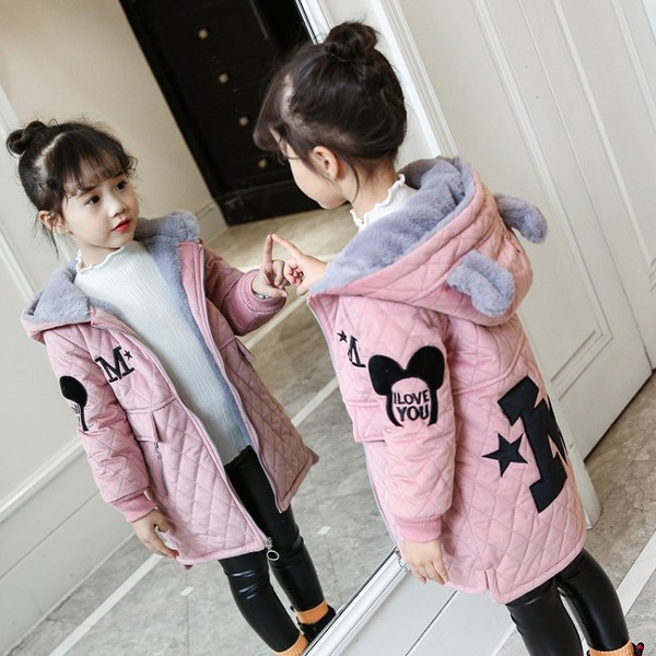 Modern, lányoknak szánt gyerekdzseki puha béléssel, 3D elemmel, három színben