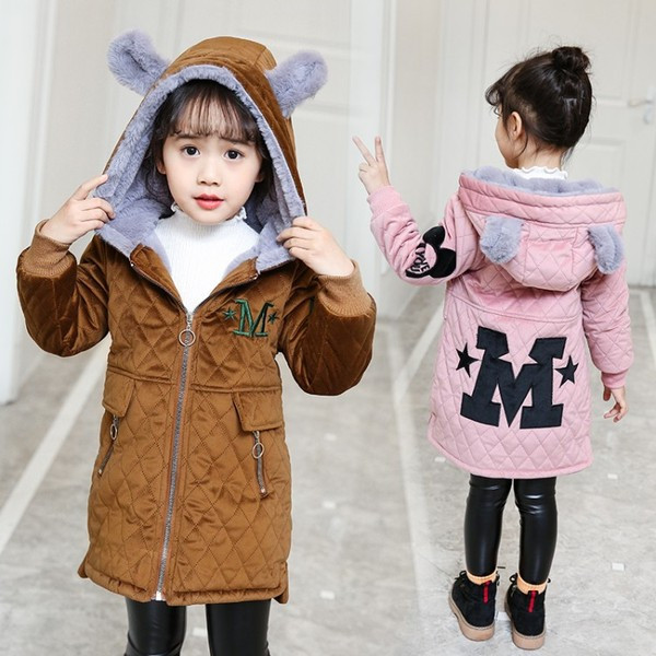 Modern, lányoknak szánt gyerekdzseki puha béléssel, 3D elemmel, három színben