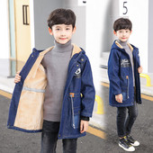 Modern gyerek farmer dzseki fiúknak kapucnival