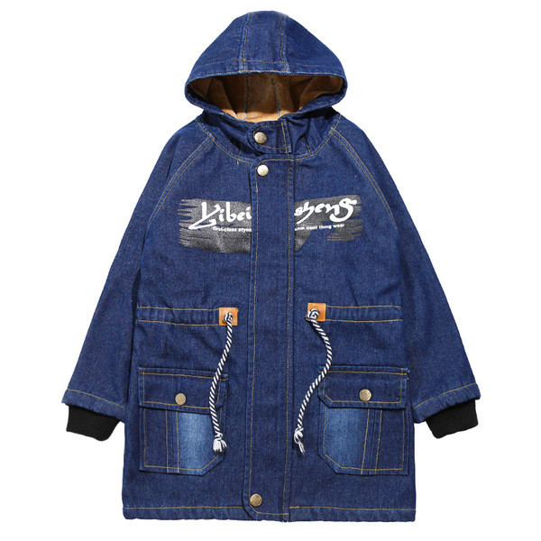 Modern gyerek farmer dzseki fiúknak kapucnival