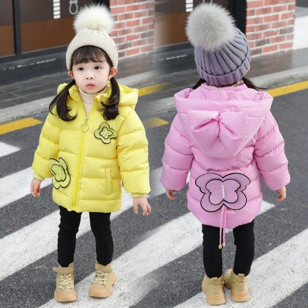 Κομψό παιδικό μπουφάν για κορίτσια με τρισδιάστατο στοιχείο σε διάφορα χρώματα