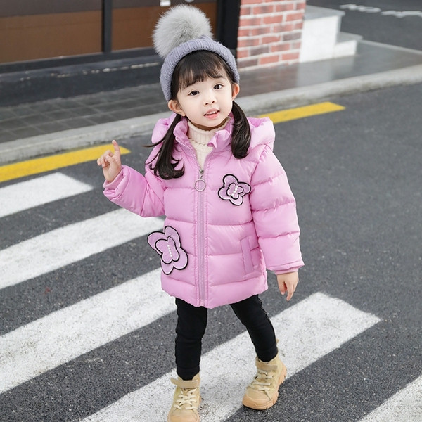 Κομψό παιδικό μπουφάν για κορίτσια με τρισδιάστατο στοιχείο σε διάφορα χρώματα