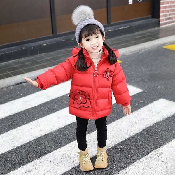 Κομψό παιδικό μπουφάν για κορίτσια με τρισδιάστατο στοιχείο σε διάφορα χρώματα