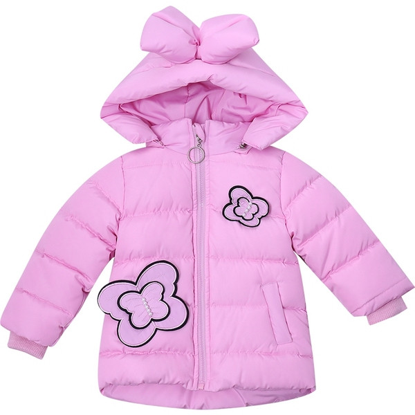 Κομψό παιδικό μπουφάν για κορίτσια με τρισδιάστατο στοιχείο σε διάφορα χρώματα