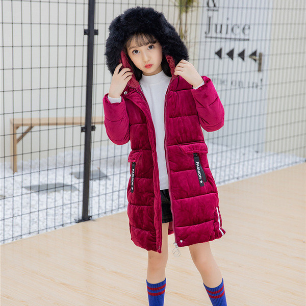 Téli gyerek kabát lányoknak felirattal és kapucnival két színben