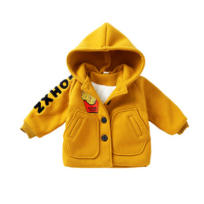 Modern gyerekkabát kapucnival és rátéttel, két színben