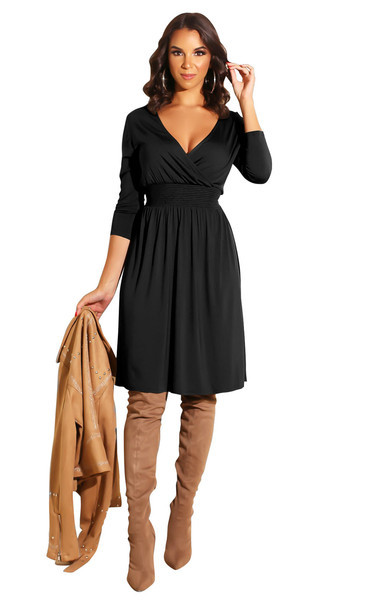 Női modern ruha V-nyakkal több színben