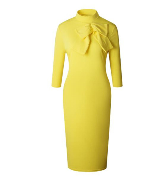 Stílusos női ruha Karcsú modell sárga szalaggal