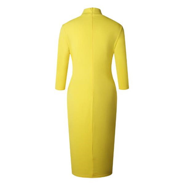 Stílusos női ruha Karcsú modell sárga szalaggal