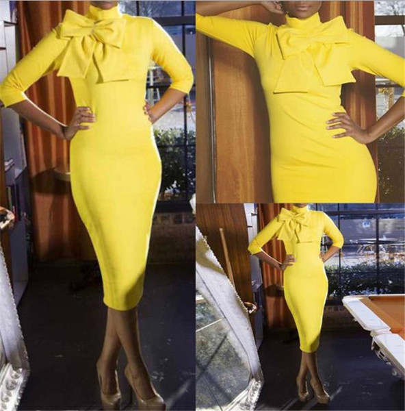 Stílusos női ruha Karcsú modell sárga szalaggal