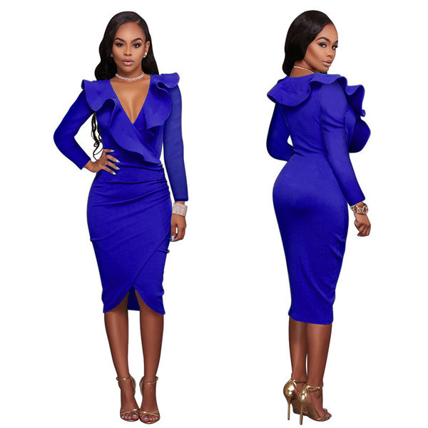 Stílusos női ruha Karcsú, hosszú ujjú modell több színben