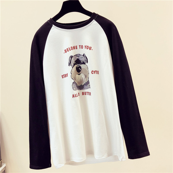 Alkalmi női blúz kutya rátéttel és feliratokkal