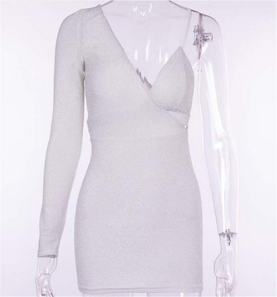 Egy ujjú női ruha ezüst színben