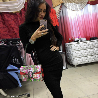 Női ruha O-nyakú és hosszú ujjú három színben