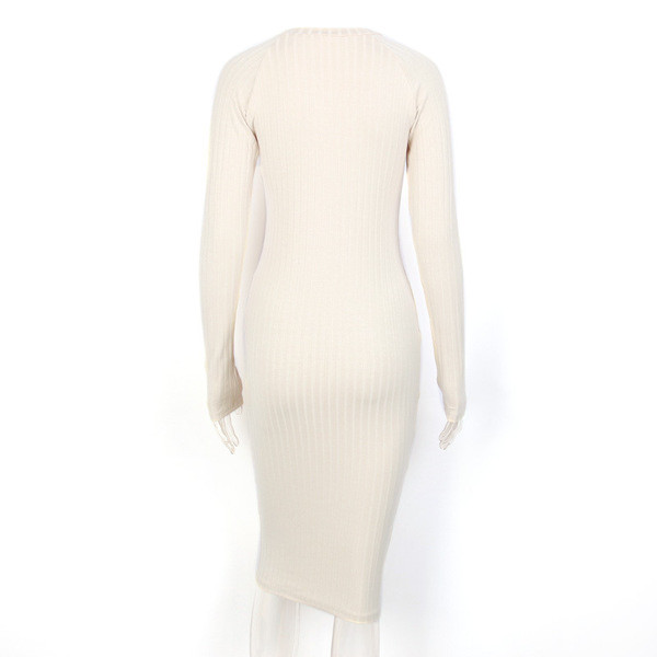 Női ruha O-nyakú és hosszú ujjú három színben