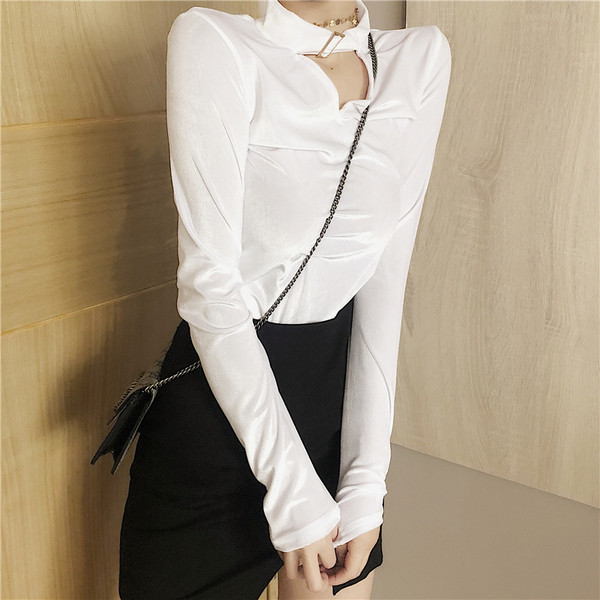 Modern női bársony blúz négy színben