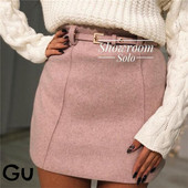 Stílusos női téli szoknya magas derékkal és övvel több színben