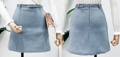 Stílusos női téli szoknya magas derékkal és övvel több színben