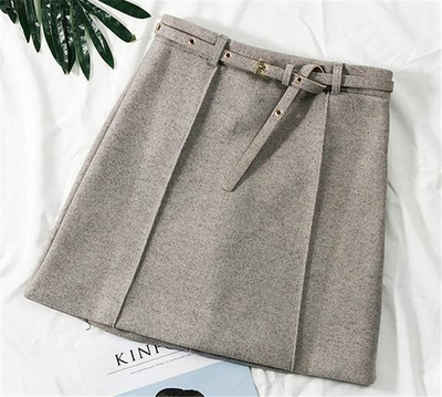 Stílusos női téli szoknya magas derékkal és övvel több színben