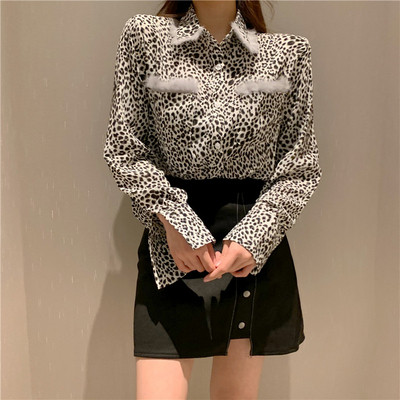 Модерна дамска риза в леопардов десен - два цвята