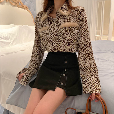Модерна дамска риза в леопардов десен - два цвята