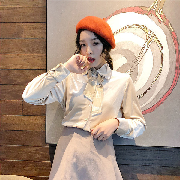 Елегантна дамска риза от кадифе в два цвята