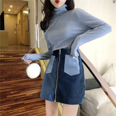 Modern női szoknya zsebekkel és cipzárral több színben