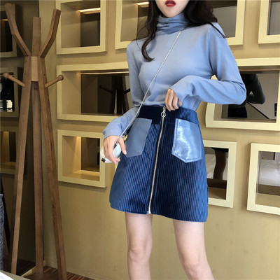 Modern női szoknya zsebekkel és cipzárral több színben