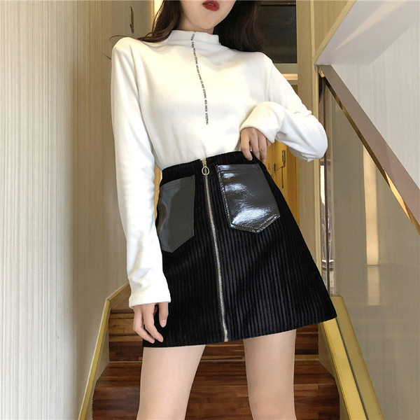 Modern női szoknya zsebekkel és cipzárral több színben