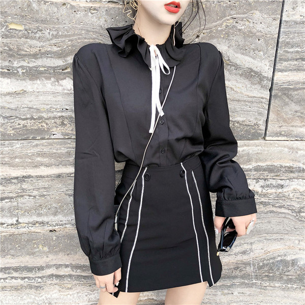 Stílusos női ing fekete színben